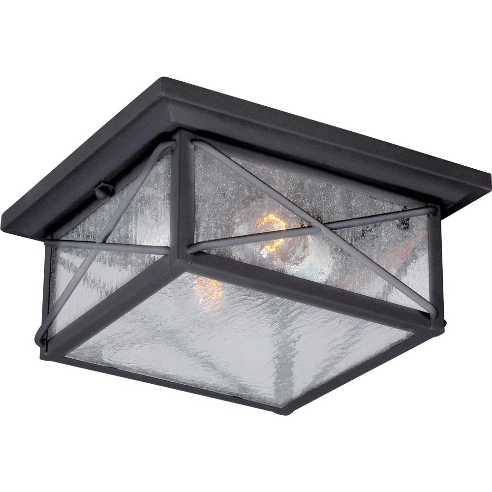 Nuvo Lighting 60/5626  Wingate 2 Light Outdoor Flush Fixture with Clear Seed Glass in Textured Black Finish